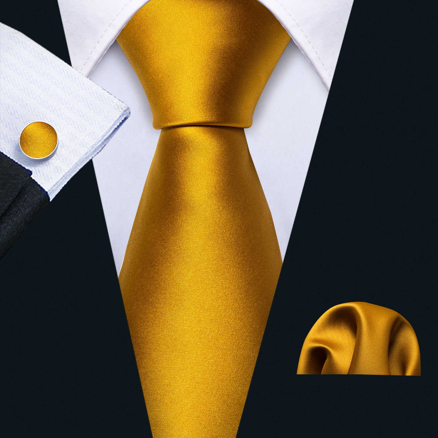 Luxury Gold Floral Ties For Men Exquisite Silk Necktie Handkerchief Cufflinks Sets Groom Wedding Business Party LN-6367: Blue