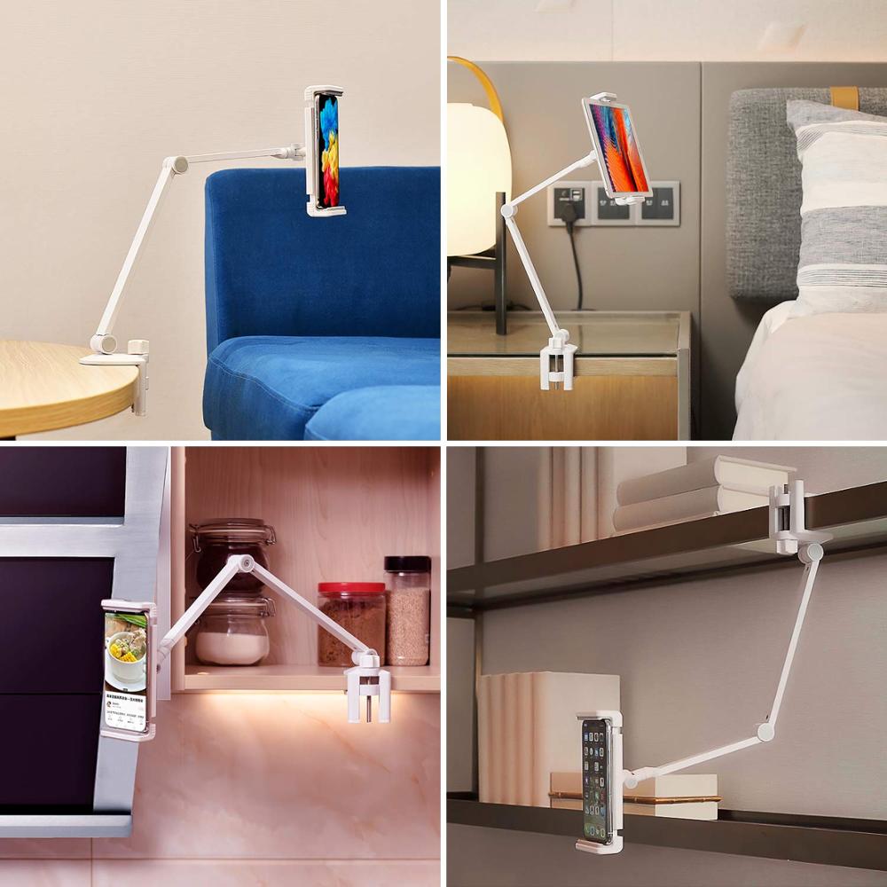 Desk Clamp Tablet Stand Aluminum Rotating Arm Adjustable Mobile Phone Holder Table Mount for 4 - 13 '' iPhone iPad