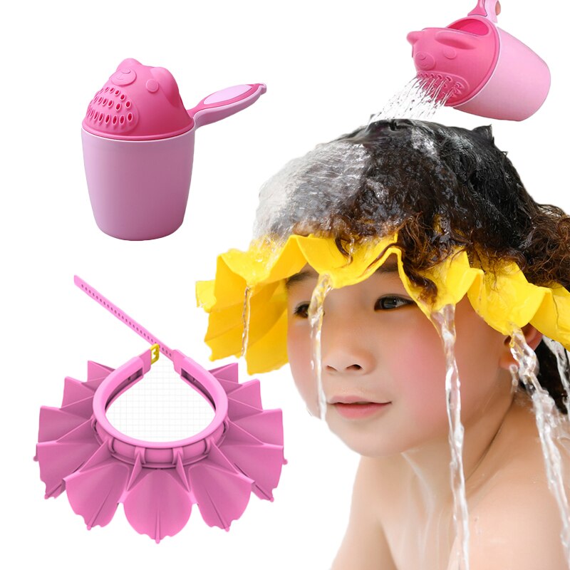 2pcs Baby Wash Hair Baby Cup Shower Cap Soft Adjustable EVA Foam Shampoo Cap Protect Kids Eyes