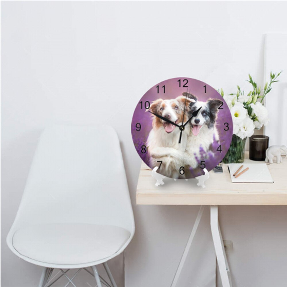 Round Wall-Clock Pet Dogs Pattern Numeral Digital Dial Mute Silent Non-Ticking Battery Operated Clocks Wall Deaor Art