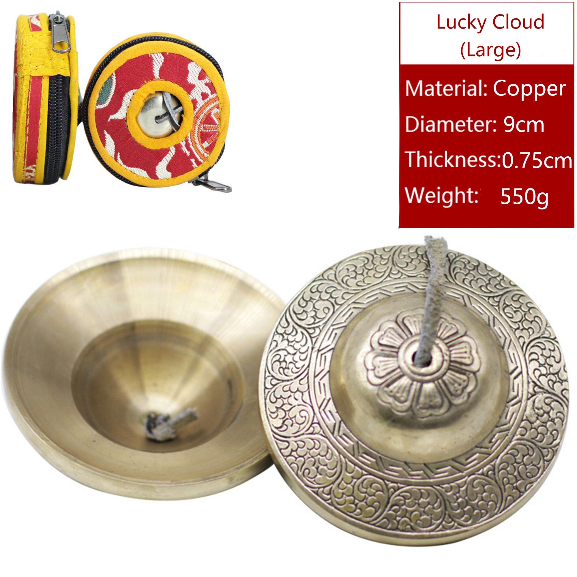 Campanilla de Tingsha tibetana hecha a mano con Om/nube de la suerte/Mantra, platillos de nepalí, el mejor para sanación de sonido de meditación