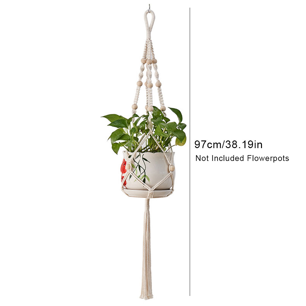 Handgemaakte macramé plantenhangers, bloempotten, balkonhangers, geknoopte hijstouwen, tuinbenodigdheden: Lichtgrijs