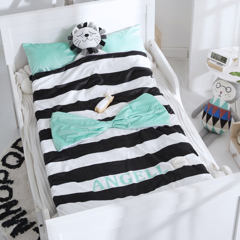 Home bed baby sleeping bag 100% Cotton + soft fleece Boy Girl Child fleabag AB side fox bear mothercare kids body cover 70*150cm: butterfly blue