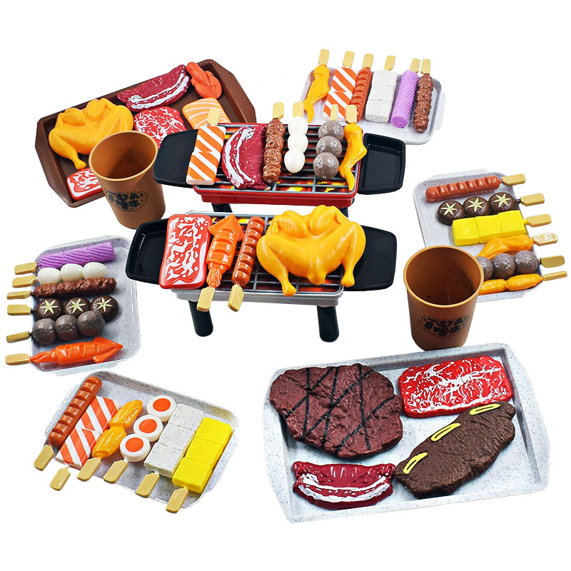 Barn simulering grill sushi låtsas mat leksak simulering sashimi japansk mat stekt kyckling bbq set matlagning lek hus leksak: B