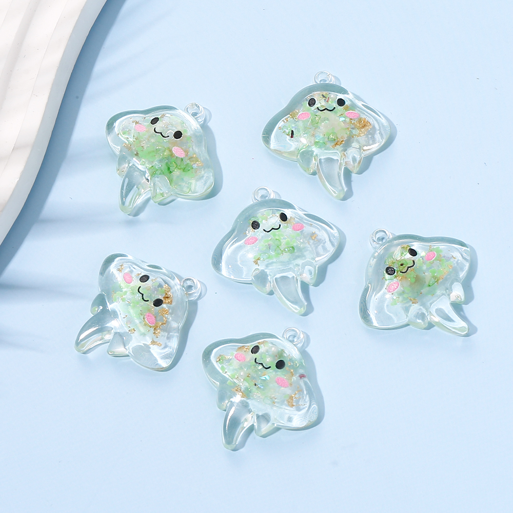 10Pcs 30mm Charm Luminous Resin Pendant Glow-in-the-Dark Colorful Transparent Jellyfish Pendant For DIY Necklace Jewelry Making: Orange