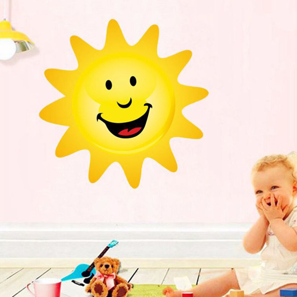 1Pc Goede Pvc Cartoon Grappige Lachende Zon Wanddecoratie Voor Kleuterschool