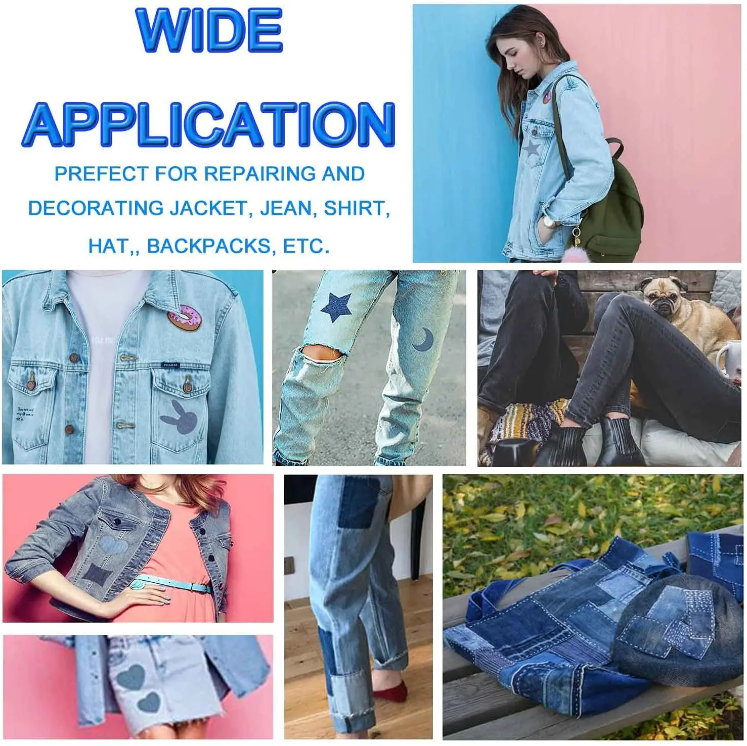 Parches de reparación autoadhesivos, parches para planchar en mezclilla, parches termoadhesivos ovalados y cuadrados para reparación de jeans, ropa y chaquetas, 5 uds.