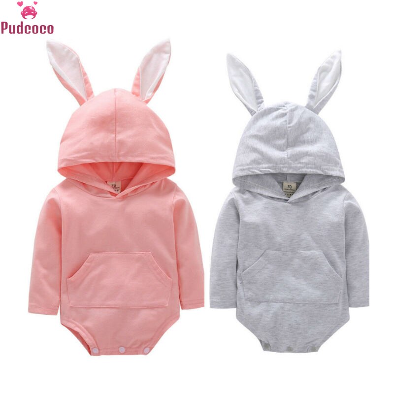 Pelele de manga larga para bebés y niños recién nacidos, mono bonito con Orejas de conejo, algodón cálido para Otoño e Invierno de 0 a 2 años