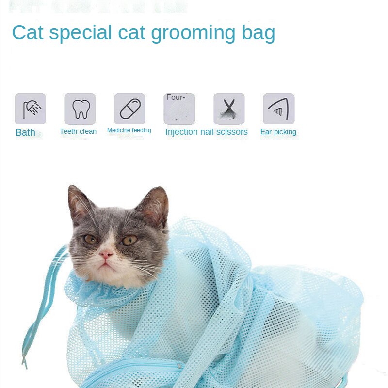 Mesh Cat Grooming Bathing Bag Adjustable Cats Washing Bags For Pet Nail Trimming Injecting Anti Scratch Bite Restraint