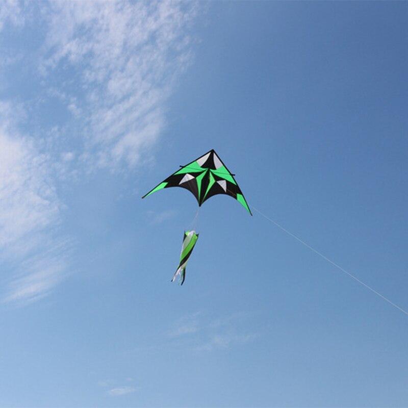 2MCreative Green Handmade Kites Triangle kite with Tail Resin Rod Leisure Material Outdoor Toys for Children and Adult