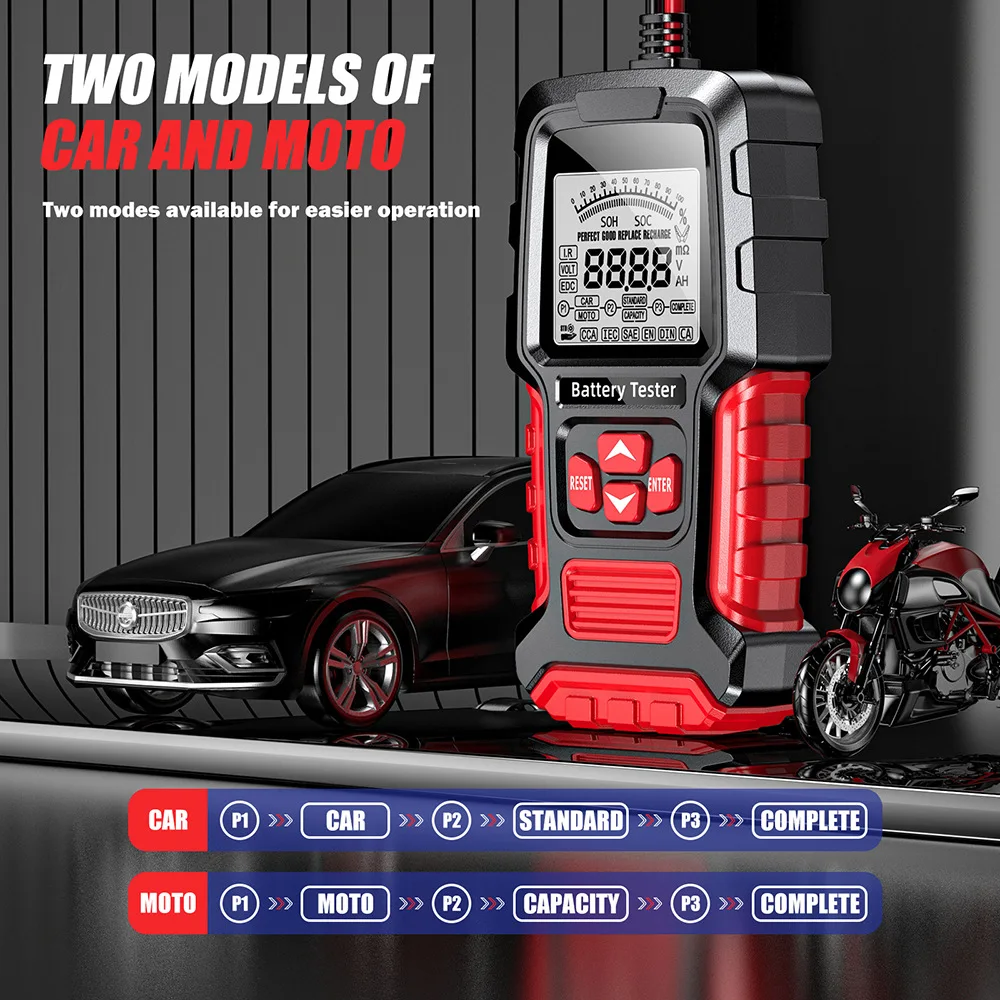 FBT-300 Auto Batterij Tester 12V 24V Draagbare Digitale Analyzer Tester Voor Auto Vrachtwagen Motorfiets Suv Boot Omgekeerde Polariteit Bescherming