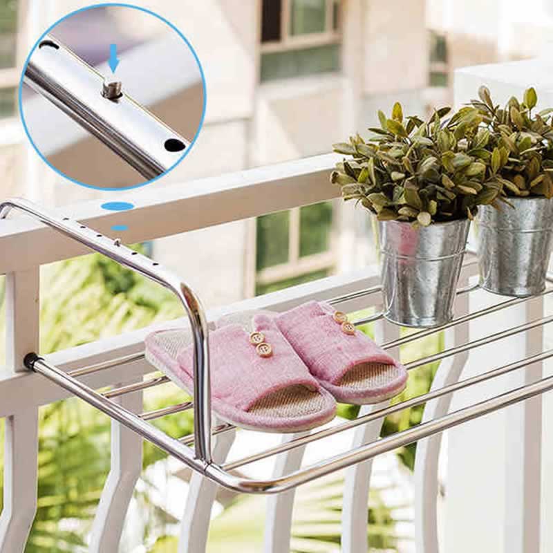 Acier inoxydable pliable séchage cintre sèche-linge intérieur extérieur balcon télescopique étagère fenêtre balcon séchage cintres
