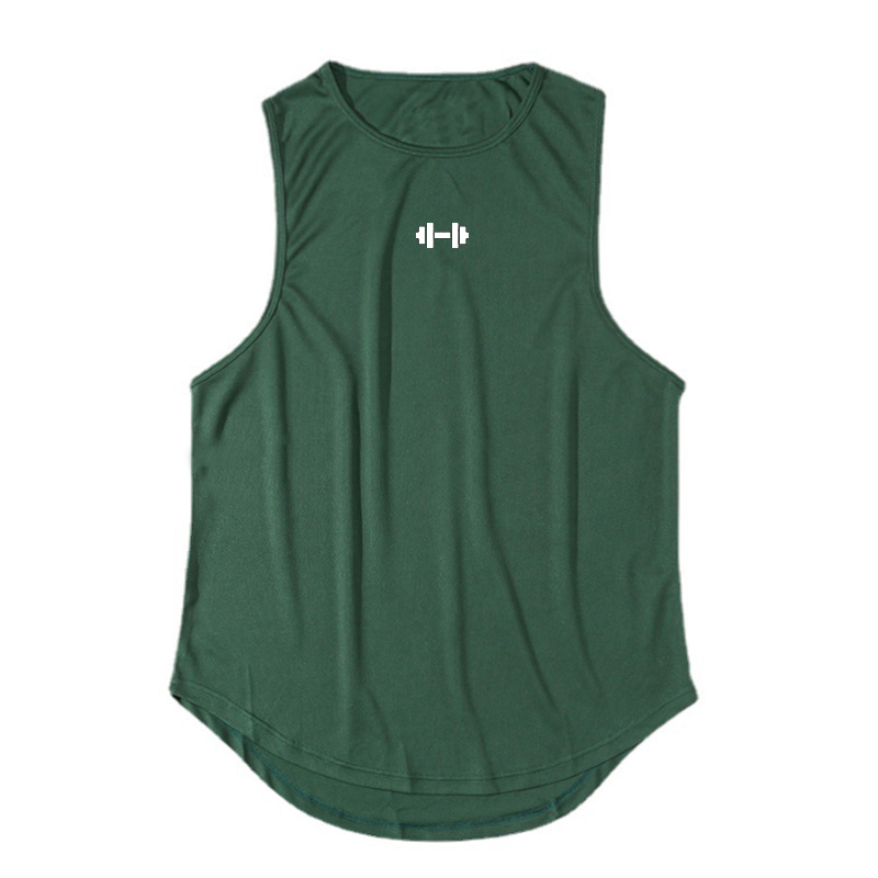 Zomer Heren Gym Tank Top Fitness Training Kleding Sneldrogend Los Bodybuilding Mouwloos Shirt Heren Mode Basketbal Vest: M / green