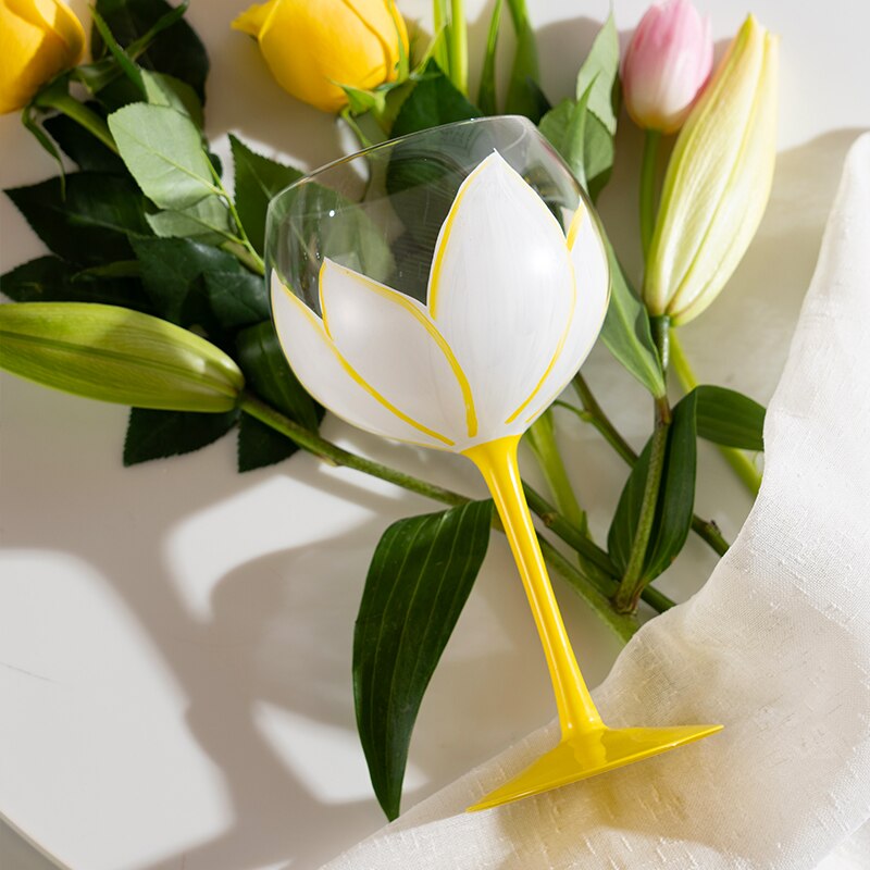 JINYOUJIA-copas de vino de tulipán pintadas a mano, copa de vino blanco de cristal sin plomo, para Hotel, boda, , Copas de pareja