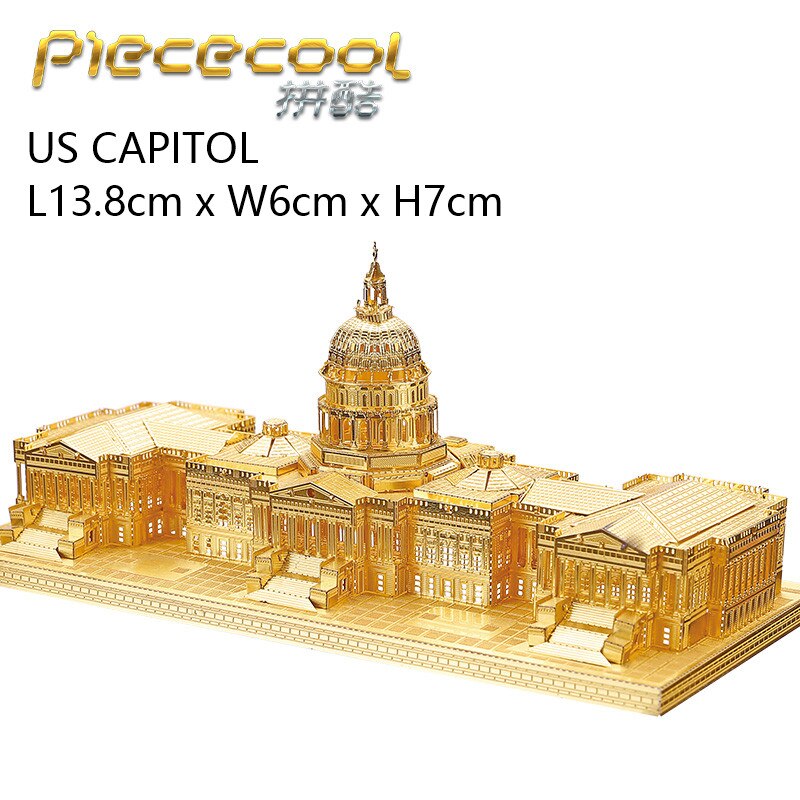 PIECECOOL Famous Buildings Over the World 3D Metal Assembly Model Jigsaw Puzzle London Eye Notre Dame De Paris Collection: US CAPITOL G