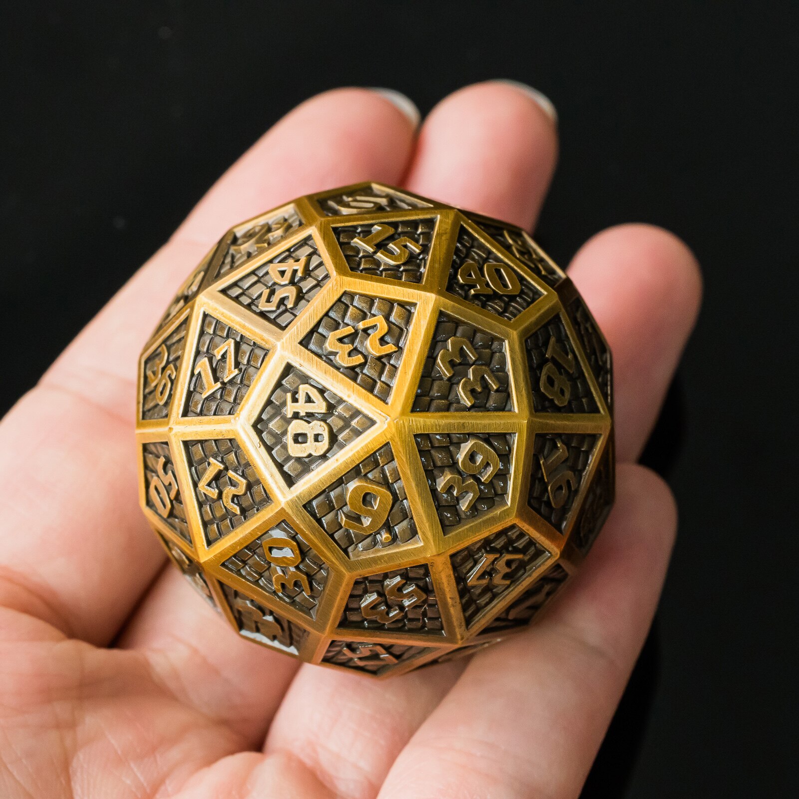 Cusdie 60 Sided Dice Giant Ancient Metal Dice D60 Dice DND Dice for D&D Role Playing Game MTG Pathfinder: Ancient Golden