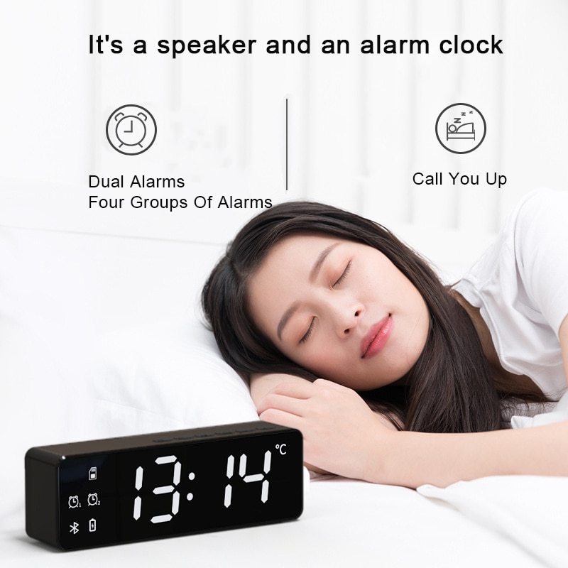 alarm clock bluetooth speaker With FM Radio Wireless Mini Portable Alarm Clock Speaker LCD digital table Clock decor
