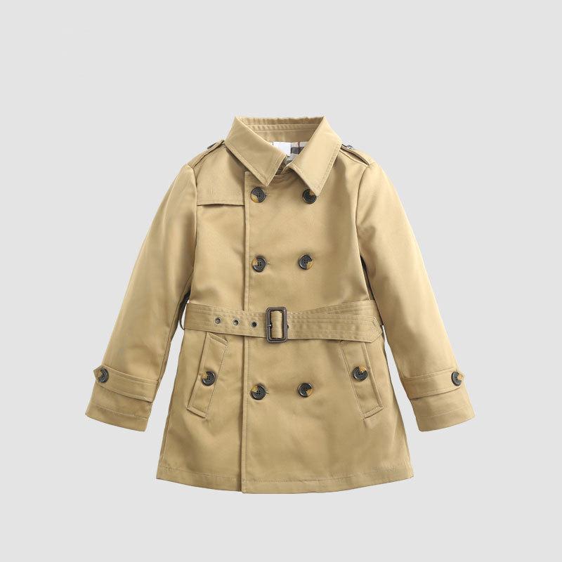 Manteau Tench coupe-vent pour garçons et filles, veste britannique à Double boutonnage, col rabattu, ceinture à boutons, vêtements d'extérieur pour enfants,: 8t