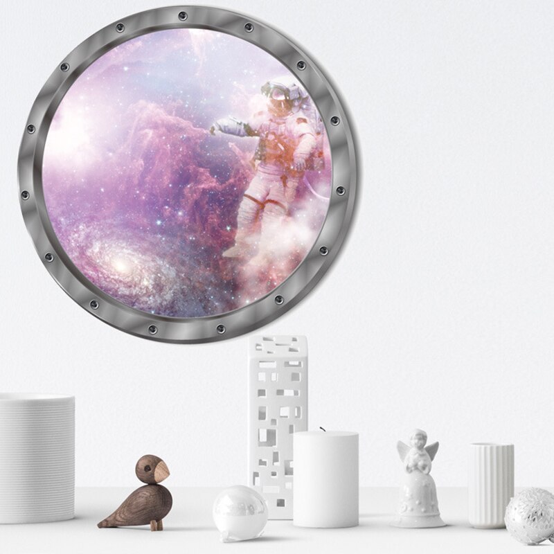 Underwater Scene Porthole Vinyl Wall Decal Seals Family Wall Art Ocean View 3D Illusion Kids Wall Decal Sea Outside Of Submarine