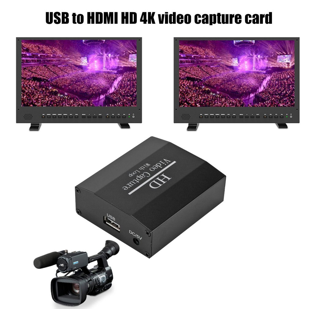 4K USB to HDMI Video Capture Card Game Capture Converter Recorder Full HD 1080P Compatible Twitch for PS3 PS4 Xbox One Xbox 360