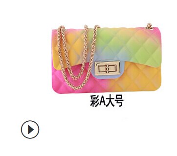 Women Ladies Jelly Chain Bag Women's Rainbow PVC Bag Shoulder Bag Handbag: A  Large