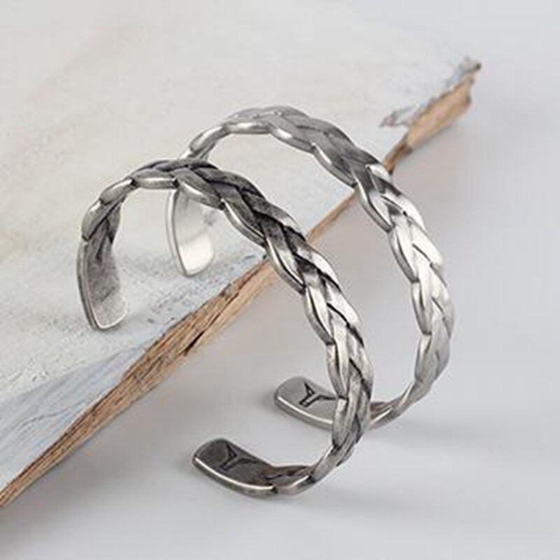 Legering Vintage Armbanden Armbanden Metalen Kruis Gevlochten Open Manchet Bangle Voor Mannen