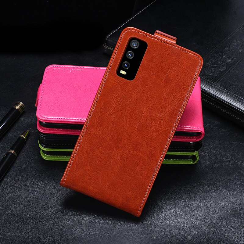 UP Down Case For Vivo Y12s 6.51 inch Phone Bag Holster Vertical Flip PU Leather Cover For Vivo Y12s V2026 Cases