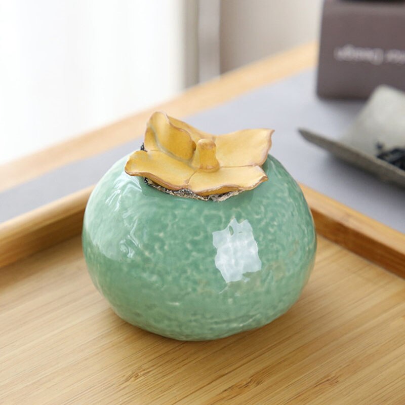 Ceramic Orange Tea Caddy Tea Box Home Decoration Fruit Shape Puer Sealed Storage Jar Tea Can Teaware Kictchen Supply: 2
