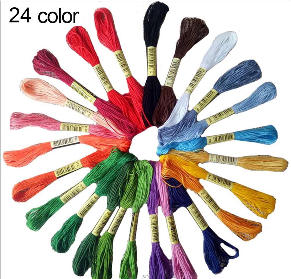 50/100Pcs Embroidery Threads for Sewing Mix Colors Cotton Cross Stitch Embroidery Floss Thread DIY Hand Knitting Sewing Threads: 24pcs