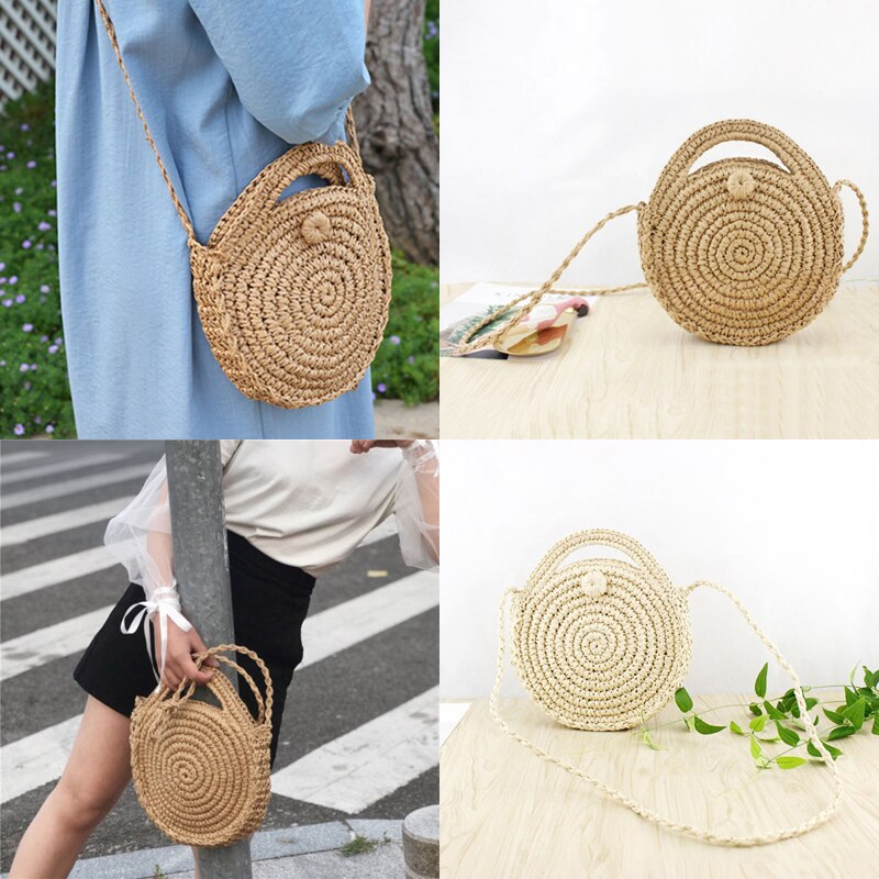 plus récent chaude plage sacs à bandoulière rond tissé à la main rotin cercle sacs à main femmes dame National sacs à main sacoche