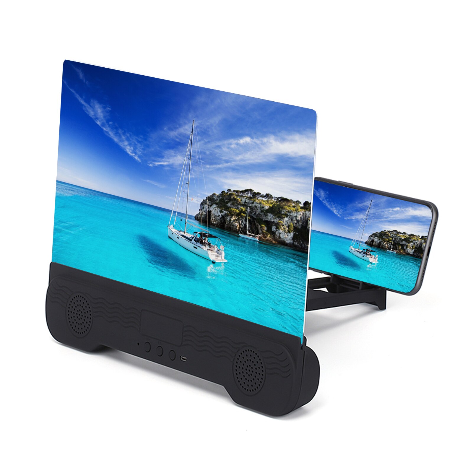 14 Inch 3D Mobile Phone Screen Magnifier With Bluetooth Speaker HD Video Amplifier Stand Bracket With Movie Game Magnifying Fold