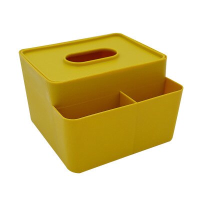 Home Desk Remote Control Phone Tissue Paper Storage Box sort Multifunction Organizer: Yellow