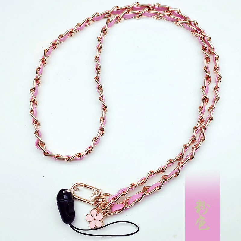 Kedja bär läder mobil rem läder metall lanyard multifunktionell hängande hals hänge lanyard nyckel kedja rep: 7
