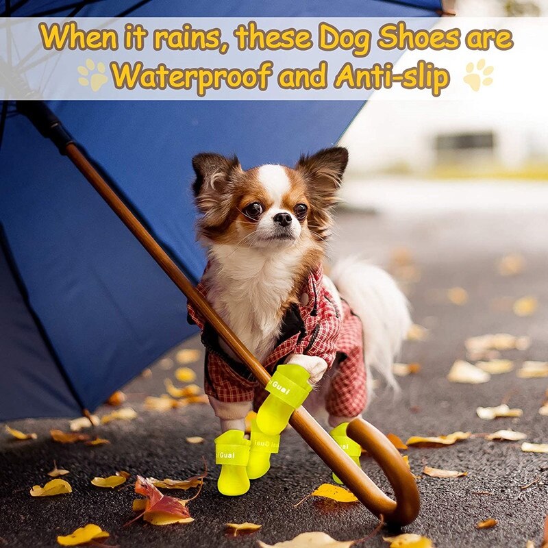 4 Stuks Waterdichte Laarzen Hond Schoenen Puppy Candy Kleuren Antislip Regen Schoenen Pet Laarzen Voor Sneeuw Regen Dag midden En Kleine Honden
