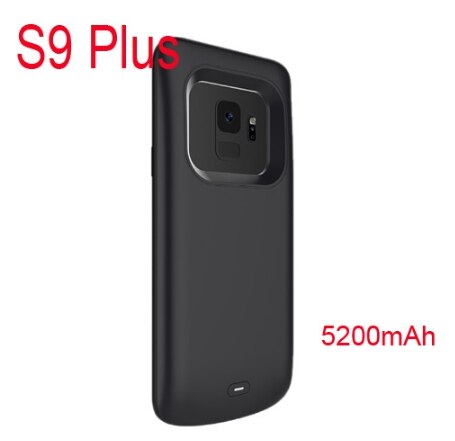 4700/5200ma batteri etui til samsung galaxy  s9 plus bærbar ekstern strømbank batterioplader etui til samsung  s 9 plus cover: Sort  s9 plus
