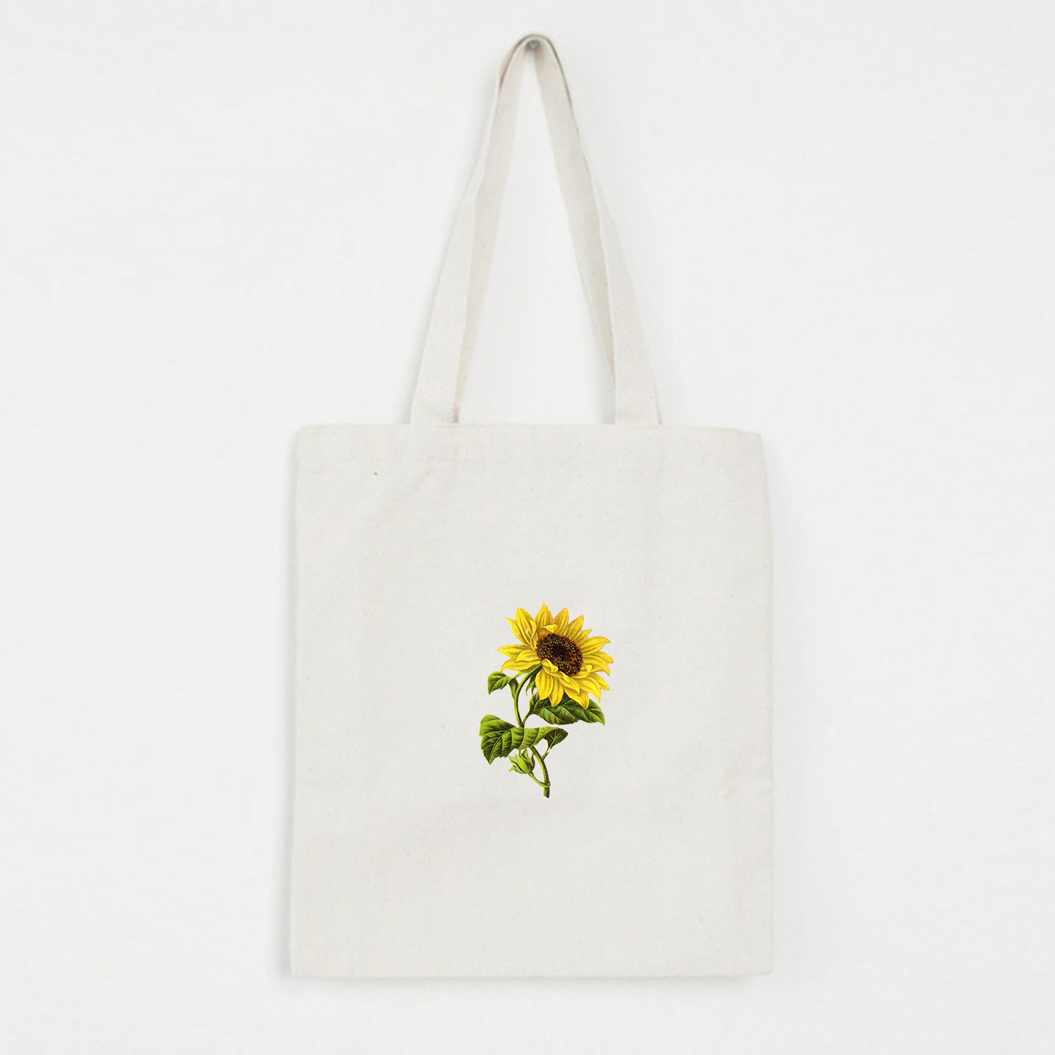 Women Canvas Shopping Bags Eco Reusable Sweet Ladies Vintage Literary Bags Women Beach Bags Sun Flower Printed Colorful: W95WHITE