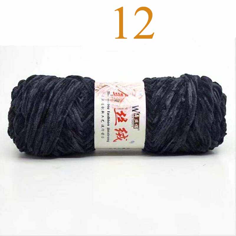 100g Chenille Blanket Yarn Soft Rainbow Wool Craft Sweater Yarn Chunky Crochet Baby Knitting Thick DIY Velvet Sweater Hats Scarf: Silver