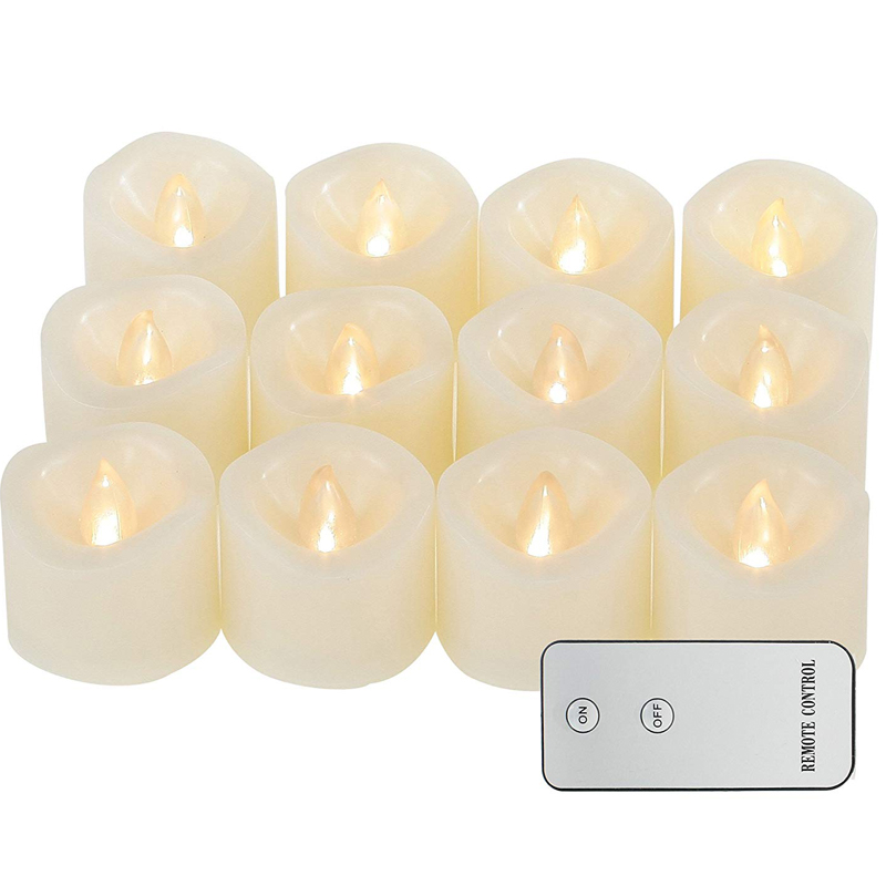 12PCS Flameless LED Tea Lights Battery Operated with Remote Control Realistic Flickering Electric Candles