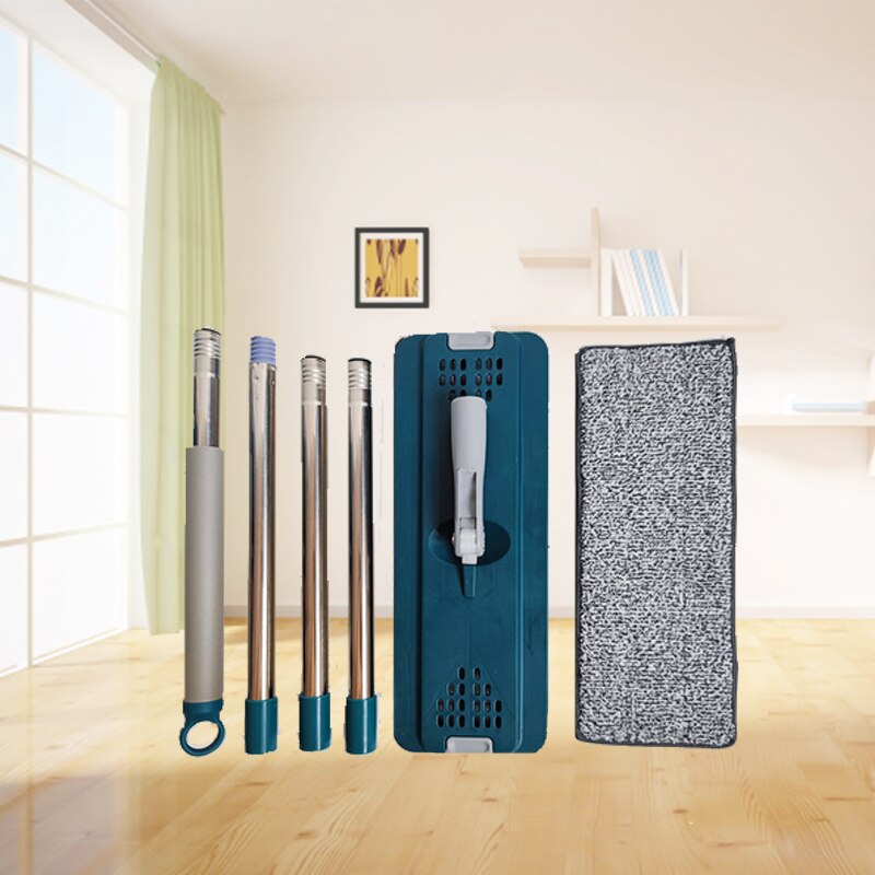 Squeeze Vad avec seau Vadrouille mains libres avec tampons en microfibre Rotation 360 Vadrouilles humides et sèches Cuisine et maison Outils de nettoyage à plat