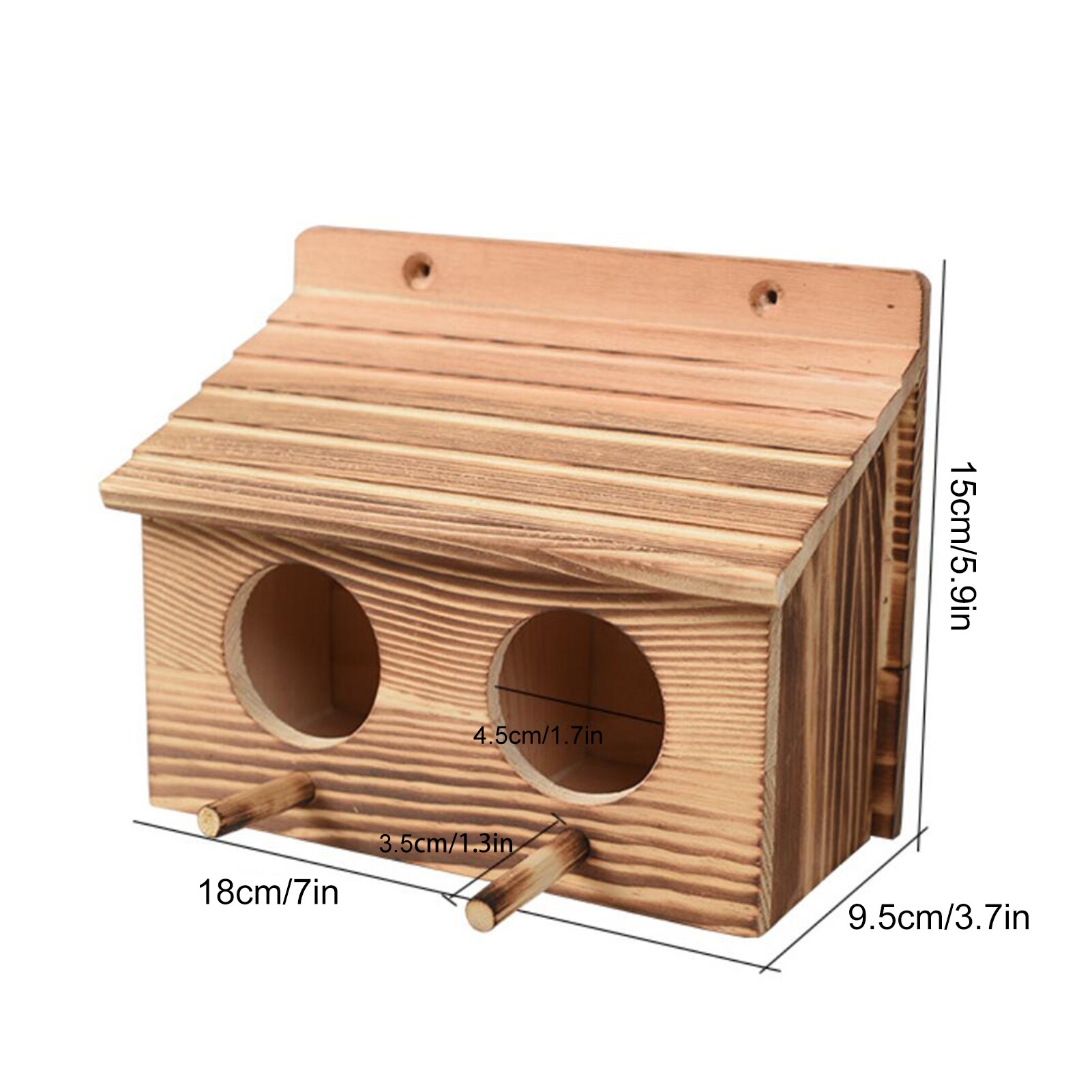 Solid Wood Bird House Double-room Wooden Nesting Cage Hut Outdoor Solid Wood Birdcage Bird Shelter