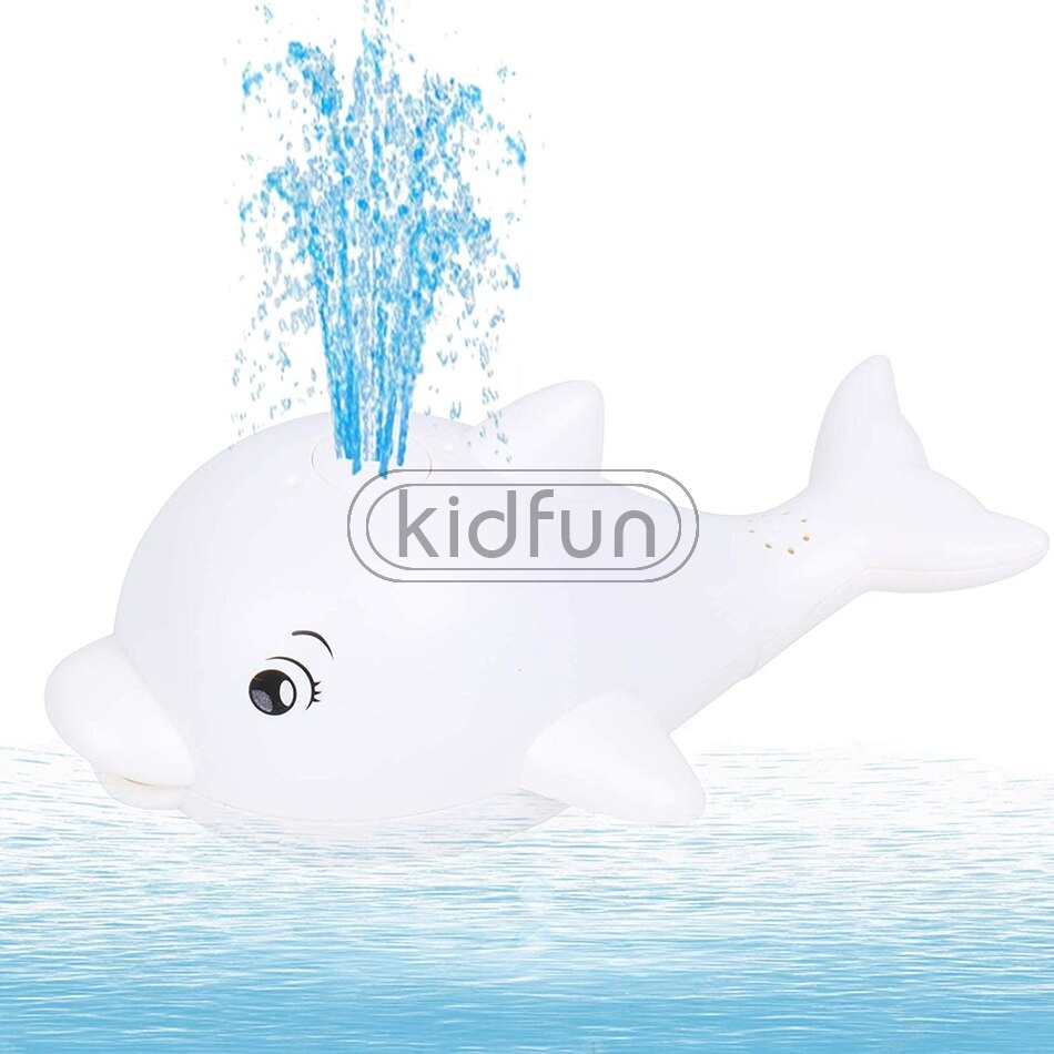 Baby Bath Toys Spray Water Whale LED Light Up Bath Toys for Kids Electric Whale Induction Water Spay Ball Bathroom Bathtub Toys: white no base no box