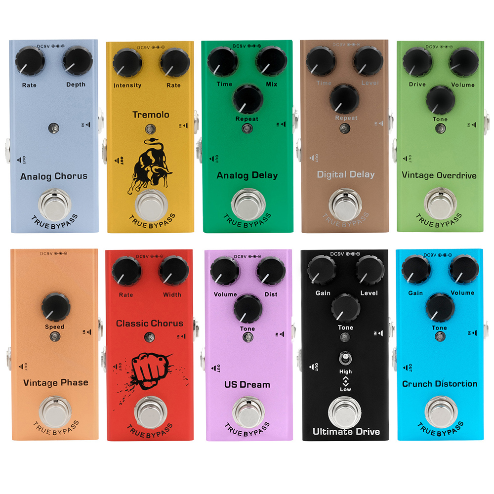 Pedal de guitarra eléctrica Vintage Overdrive/Distortion Crunch/Distortion/Sueño de EE. UU./Coro clásico/Fase Vintage/Delay Digital