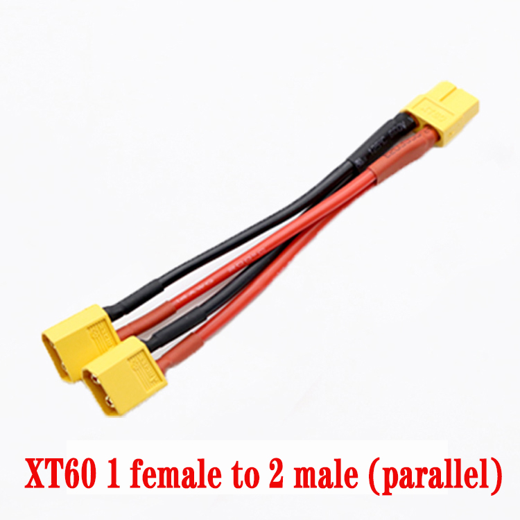 XT60 XT90 Male/Female Cable Parallel Battery Connector 3-Way 14AWG Silicone Wire Dual Extension Y Splitter for Charger Motor: Burgundy