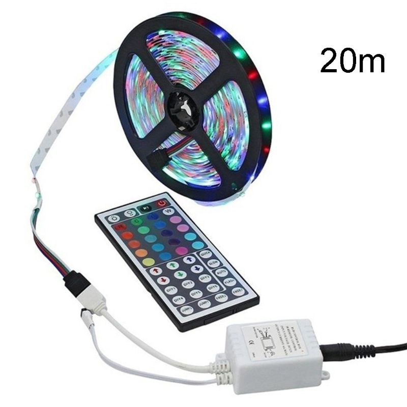 Color Changing LED Strip Light 3528 SMD RGB with 44key Remote Controller Indoor F3ME: 20M