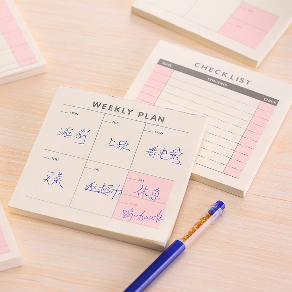 60 Sheets Sticky Notes Daily Weekly Monthly Planner Memo Pad Kawaii Stationery Notepad Papeleria Office School Supplies