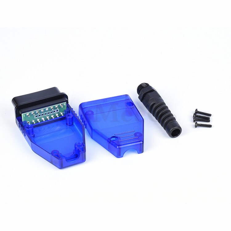 Automotive OBD2 16pin Connector Male OBD housing with plug + case + SR + screw OBDII