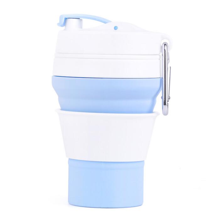 Coffee Mugs Travel Collapsible Silicone Cup Folding Water Cups Food Grade Drinking Ware Mug Tea Coffee Cups: Blue