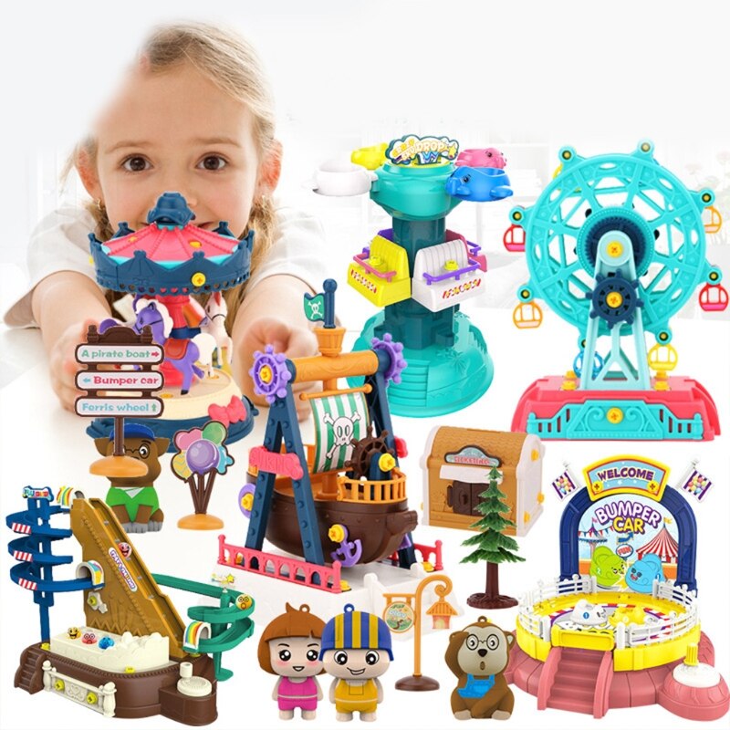 1Set Interactive Plastic Amusement Park Stacking Block Toy with Screwdriver Tumble Game Stacker Block 3D Brick Block