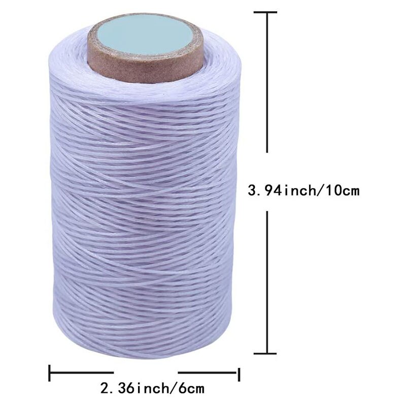 Hilo encerado de costura de cuero de 284 yardas KAOBUY-Práctico hilo largo de costura para artesanía de cuero DIY, reparación de zapatos (blanco)