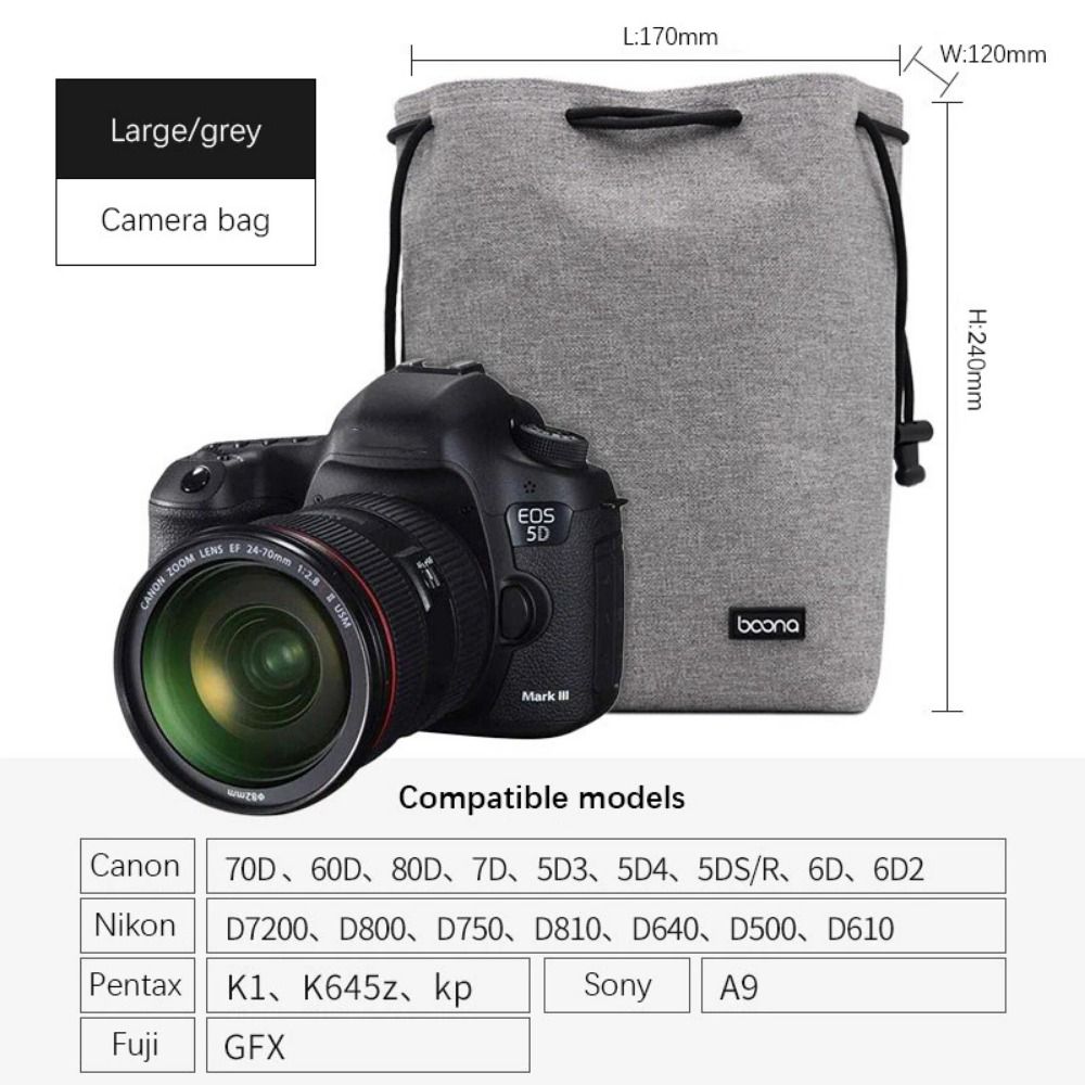 Adjustable Strap Camera Storage Bag Inner Bag Dustproof DSLR Drawstring Bag Handbag Waterproof Photography Protective Bag: Red